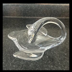 Vintage Crystal Swan Candy Dish ~ Cottage Core ~ Art Glass Home Decor France